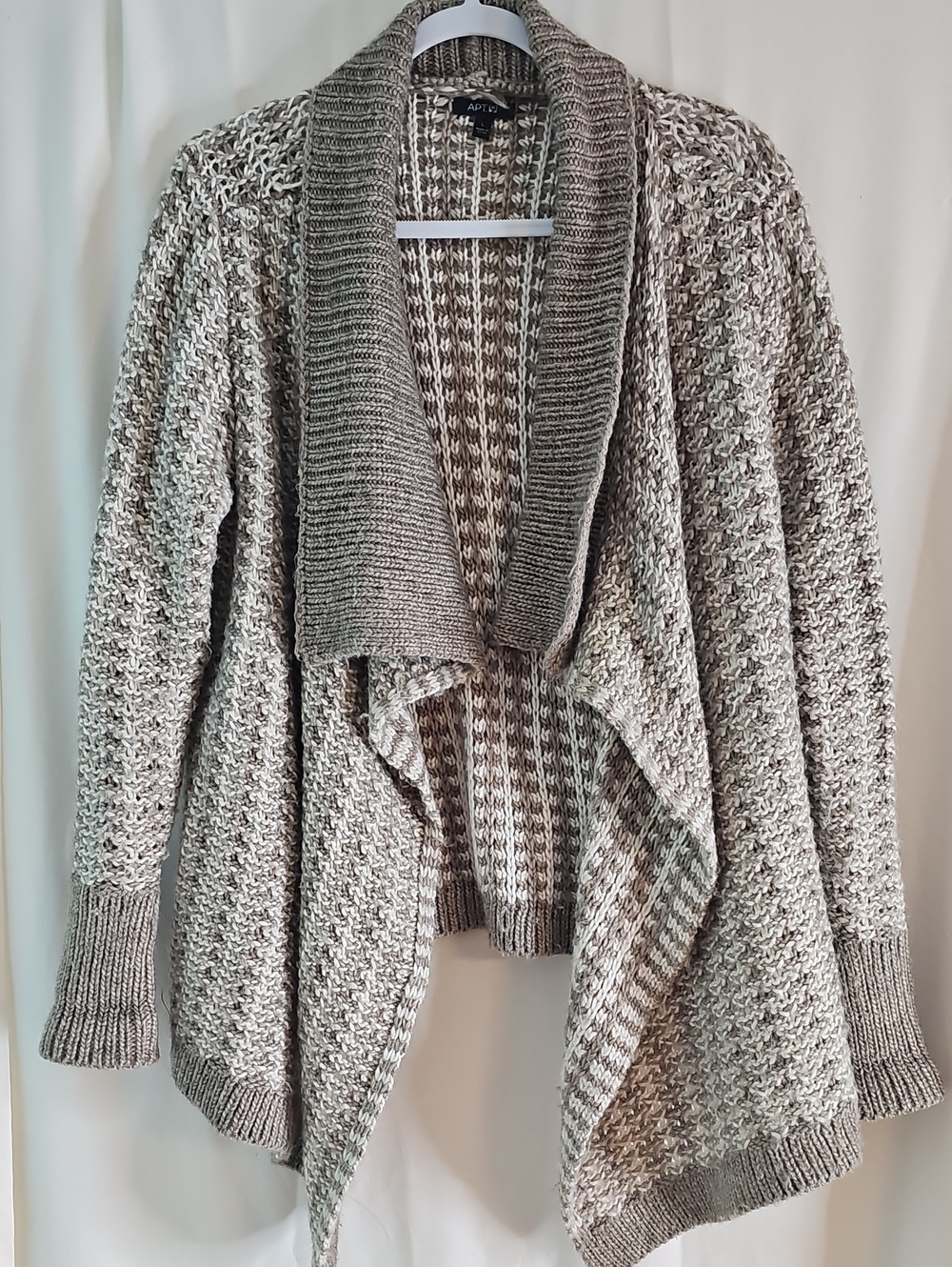 Apt. 9 Taupe and Cream Marled Open-Front Cardigan